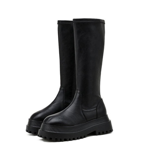 WW | Hohe Stiefel Damen Schwarz Tracksohle