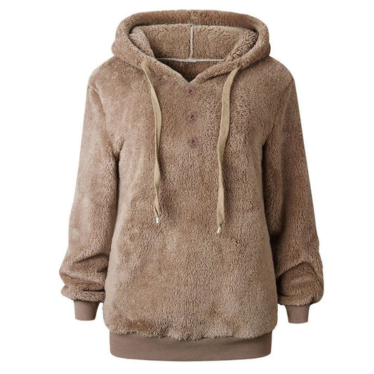 WW | flauschiges damen-fleece-sweatshirt mit kapuze