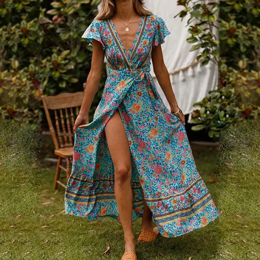 WW | Elegant V-Neck Wrap Maxi Dress