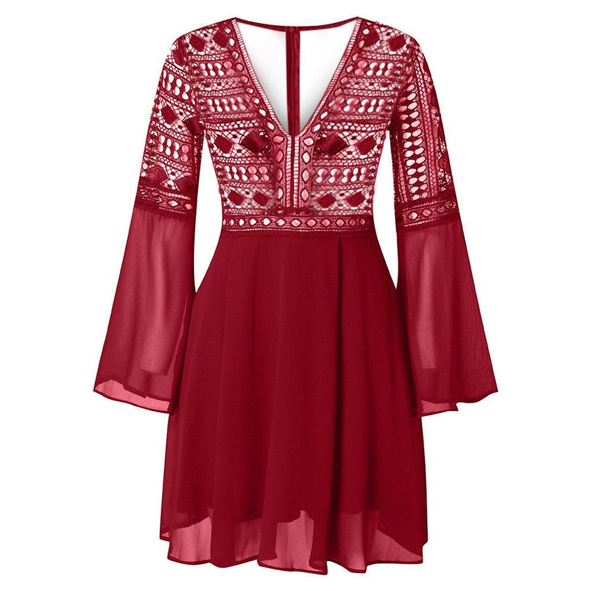 WW | Spitzen-Minikleid mit Weiten Ärmeln