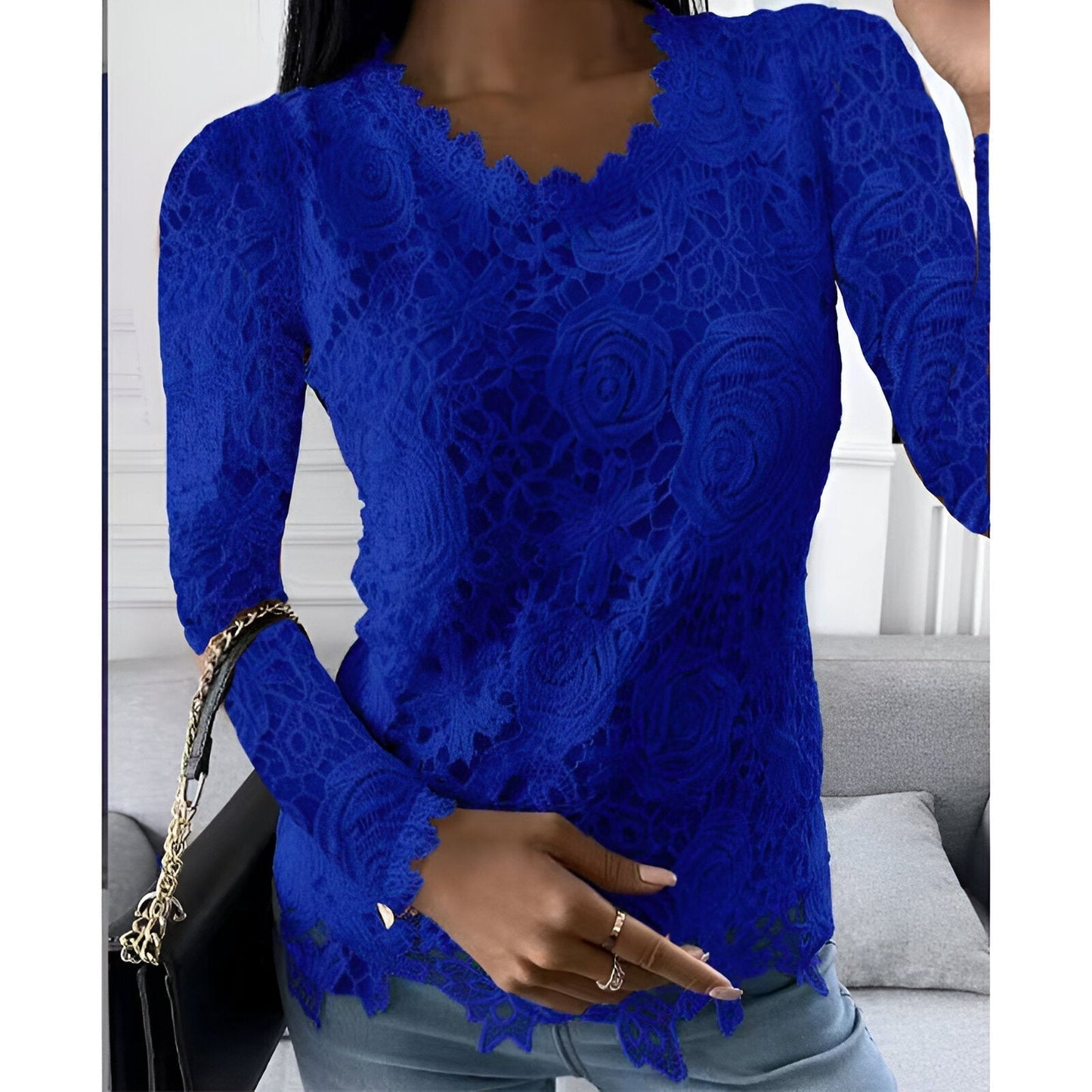WW | Elegant Lace Blouse with Long Sleeves