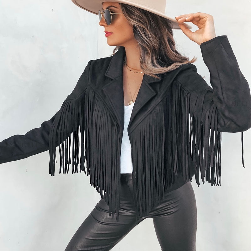 WW Suede Fringe Jacket | Women's Tassel Cardigan for Trendy Outfits