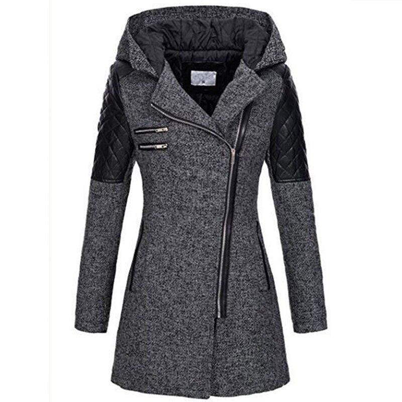 WW | Damen Asymmetrischer Reißverschluss-Jacke Gequiltete Paneele