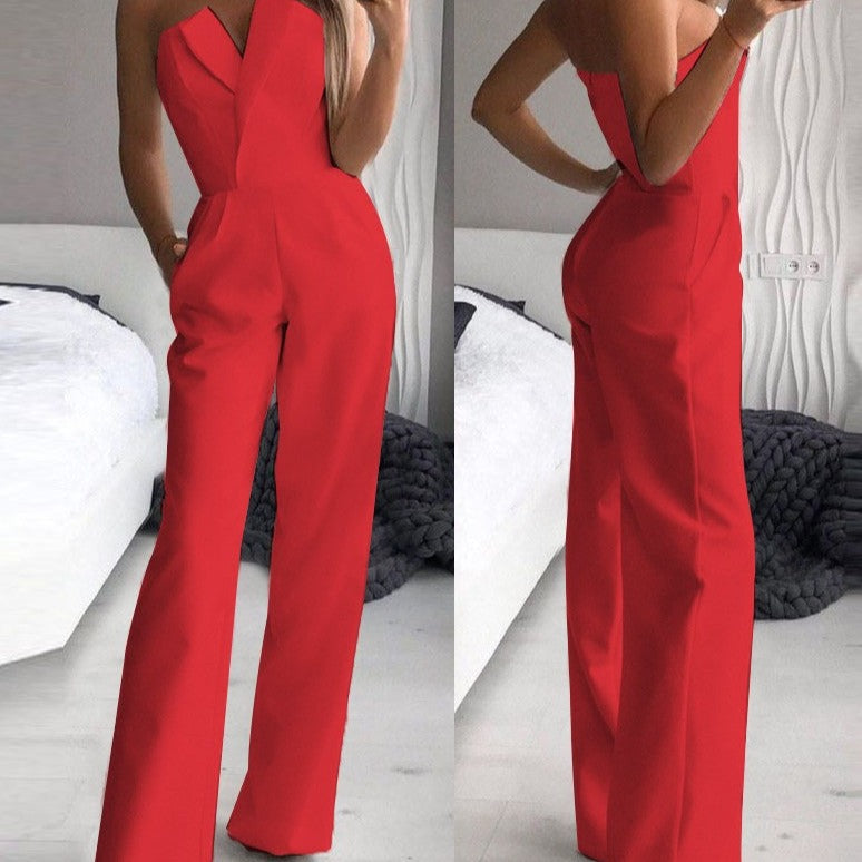 WOLF Red Sleeveless Jumpsuit