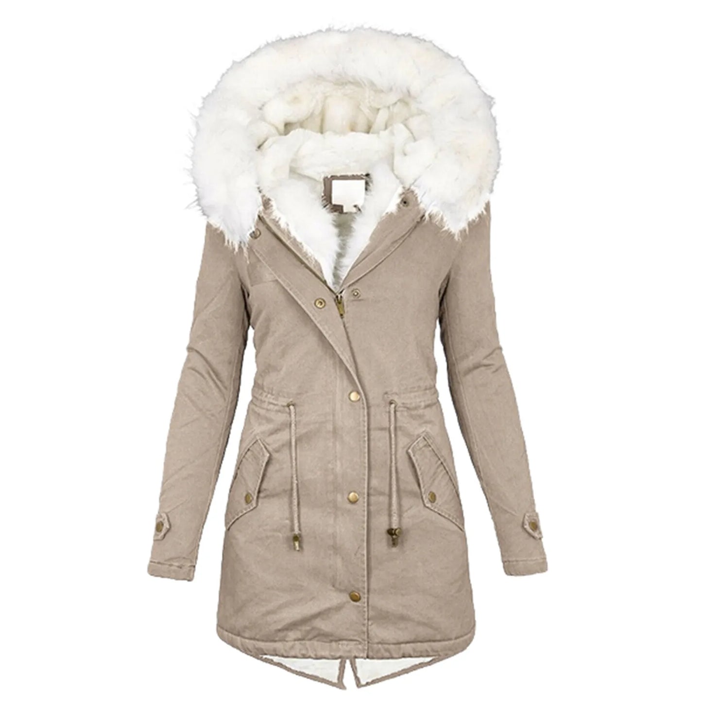 WW | Parka-Mantel mit Kapuze und Pelzfutter für Frauen