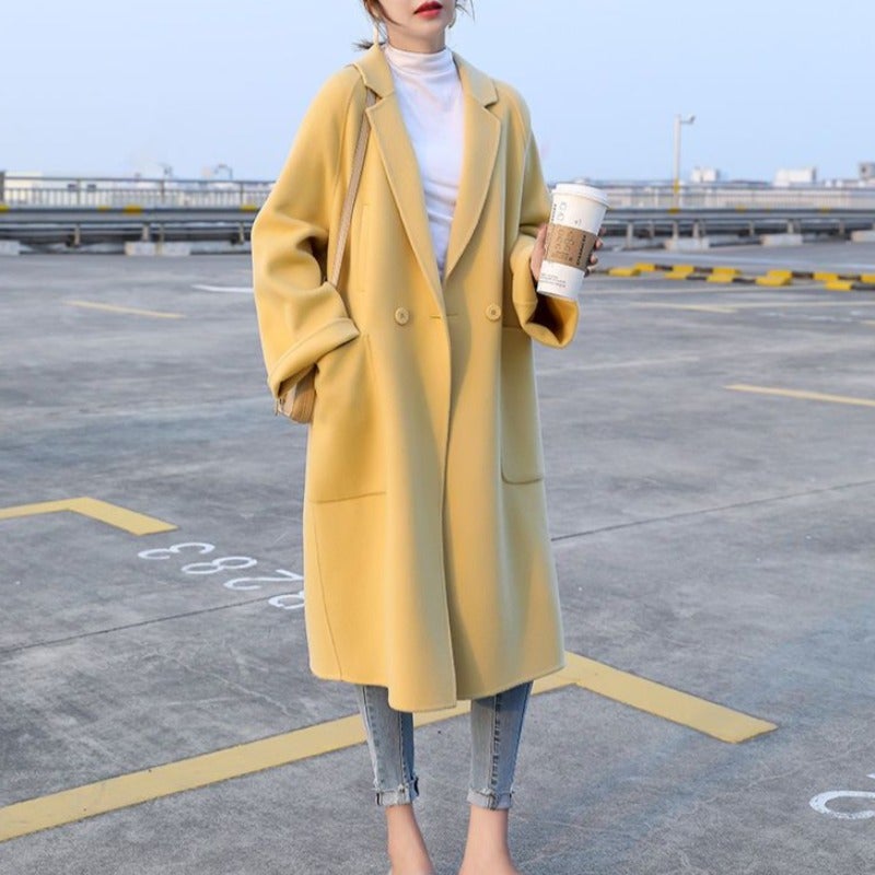 WW | Long women's coat with patch pockets