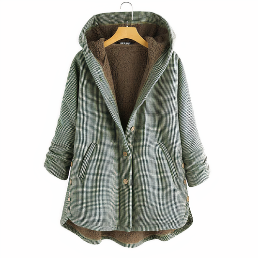 WW | Plaid wool coat with hood