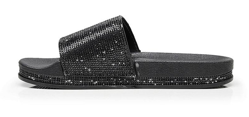 WW | Kristall Diamant Slides mit Besatz Sandalen