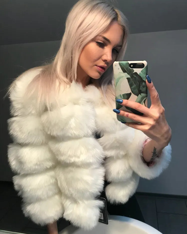 WW | Women's plush faux leather coat