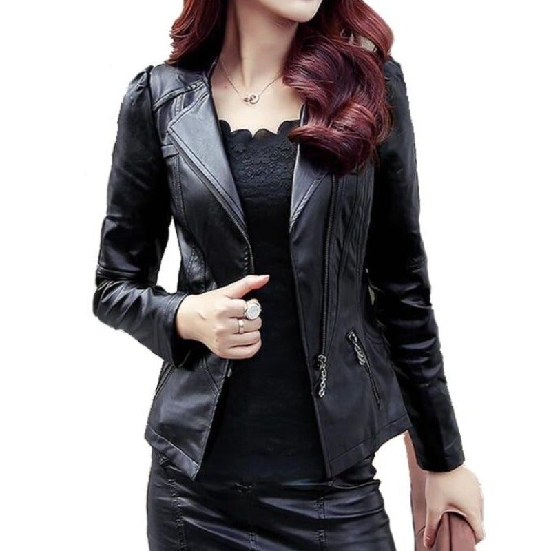 WW | Slim-Fit Leather Jacket for Women