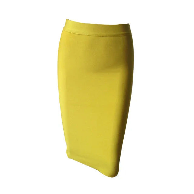 WW | Wholesale Women's Summer Fashion Sexy Black Blue Orange Red Beige Bandage Skirt Designer A-Line Pencil Skirt Faldas 60cm