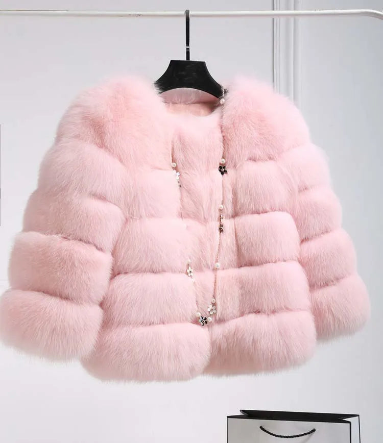 WW | Women's plush faux leather coat
