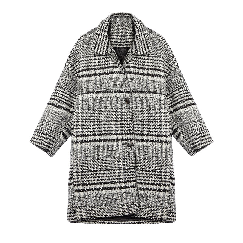 WW | Long Checked Women's Coat