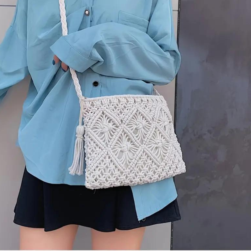 WW | Häkeltasche, Quaste, gewebt, Crossbody Bag, Umhängetasche