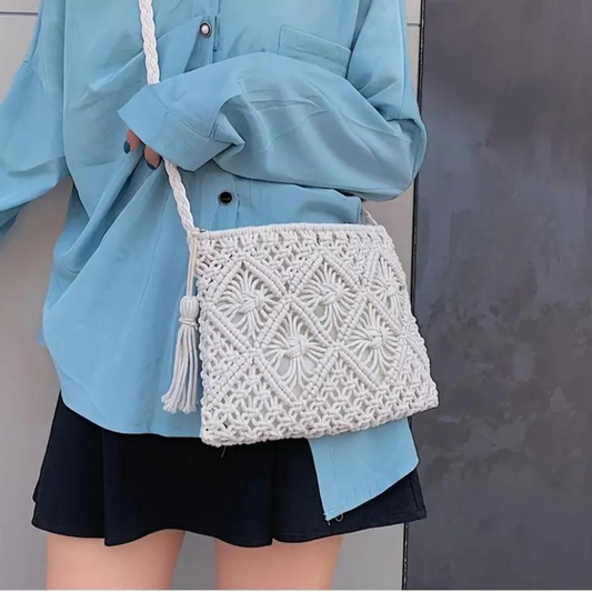 WW | Häkeltasche, Quaste, gewebt, Crossbody Bag, Umhängetasche