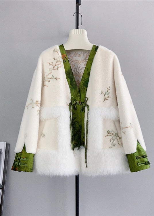 WW | Retro Blau V-Ausschnitt Quasten Nerz Kaschmir Mäntel Winter