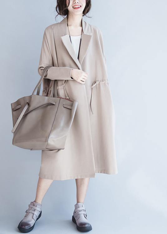WW | beige Mode Tunika Mäntel Design Notched Kordelzug Damenmäntel