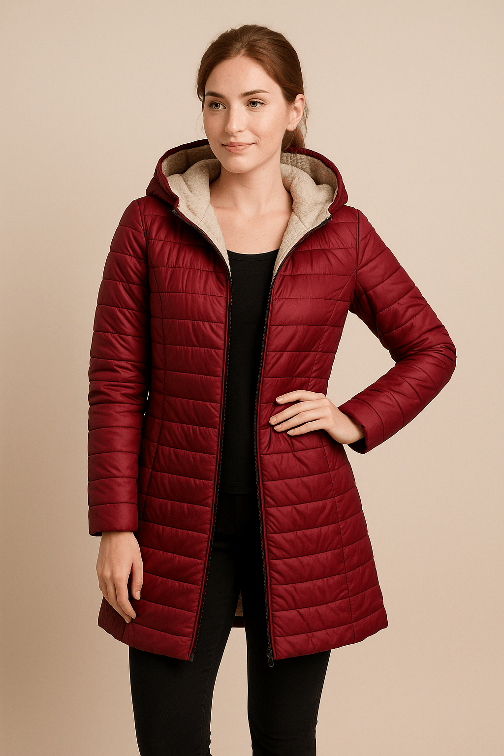 WW | Elegant winter coat with plush lining and hood