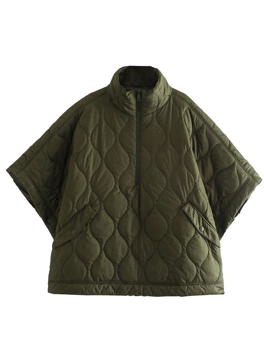 WW | Damen Wattierte Winterjacke mit Kurzen Ärmeln und Hohem Kragen