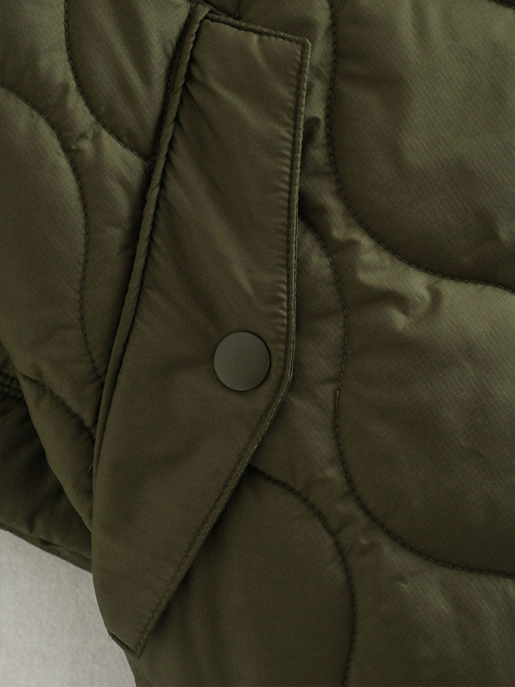 WW | Damen Wattierte Winterjacke mit Kurzen Ärmeln und Hohem Kragen