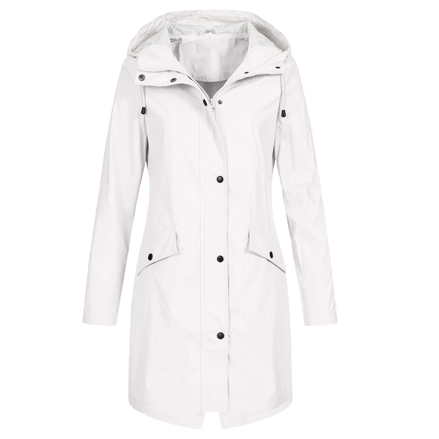 WW | Damen Lange Wasserdichte Regenjacke - Mit Kapuze