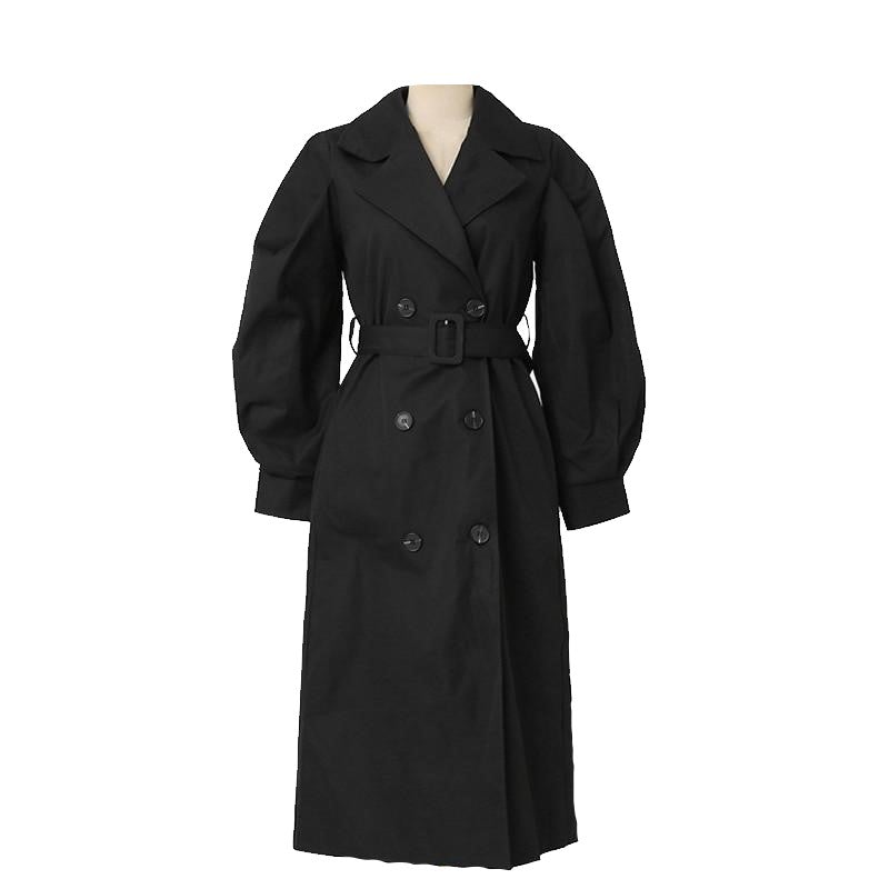 WW | Long women's coat with puff sleeves