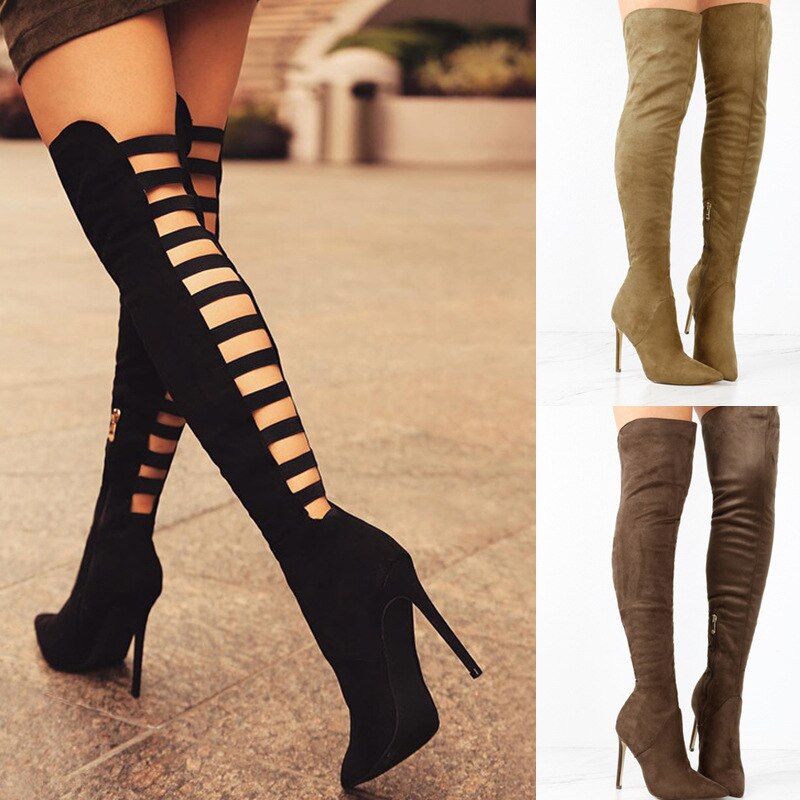 WW | Stilvolle Overknee-Stiefel mit Cutouts und Stiletto-Absatz