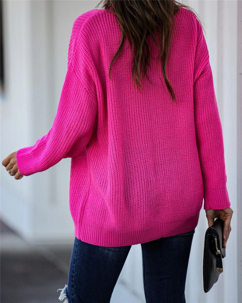 WW Chic V-Neck Casual Oversize Sweater