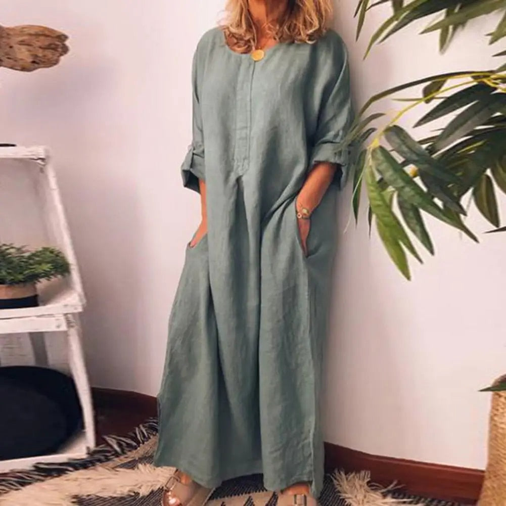 WW | Lange Hemdkleid aus Leinenstoff Oversize