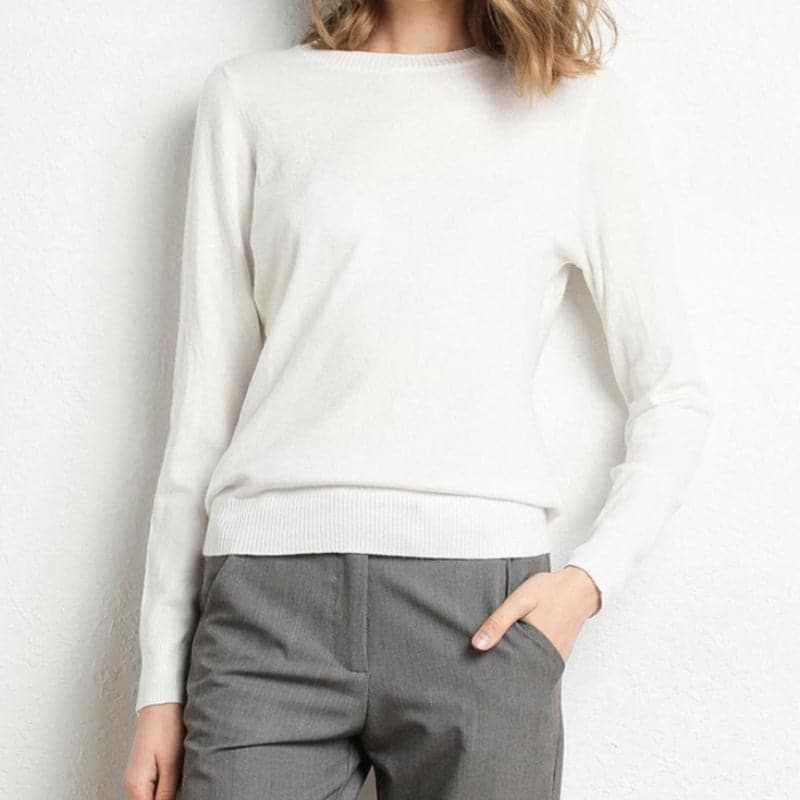 WW | Sweatshirt - Weiche Wollmischung - runder Ausschnitt - lange Ärmel - bequeme Passform