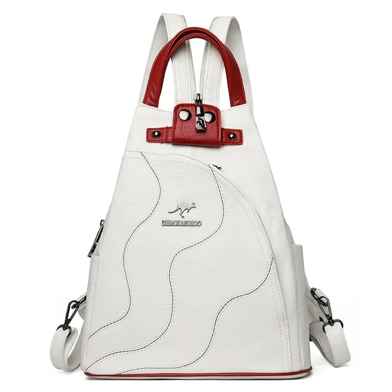 WW | Anti Diebstahl Rucksack Aus Leder Mit Reißverschluss Für Damen