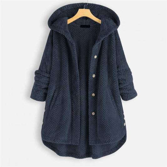 WW | Front Plush Hooded Coat - Ultra-Soft Fleece with Pockets