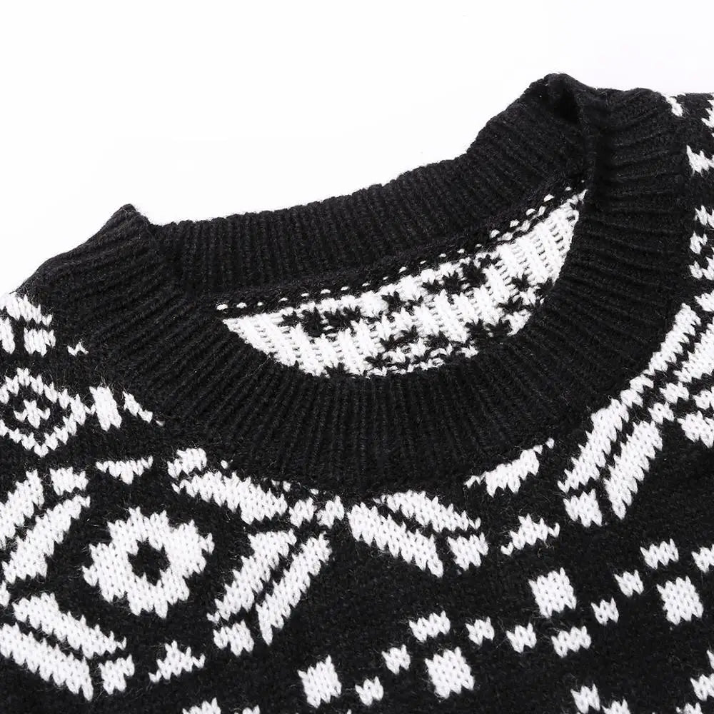 Ugly Christmas Sweater - Festive Knitted Dress with Reindeer Pattern