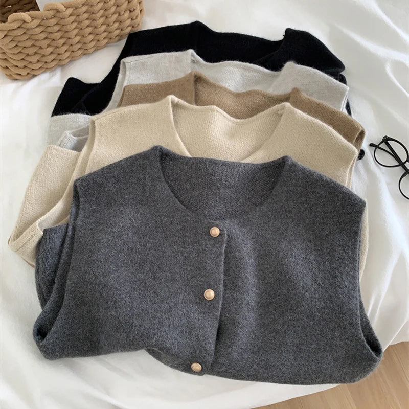 WW | Damen Strickjacke Ohne Ärmel mit Knopfverschluss