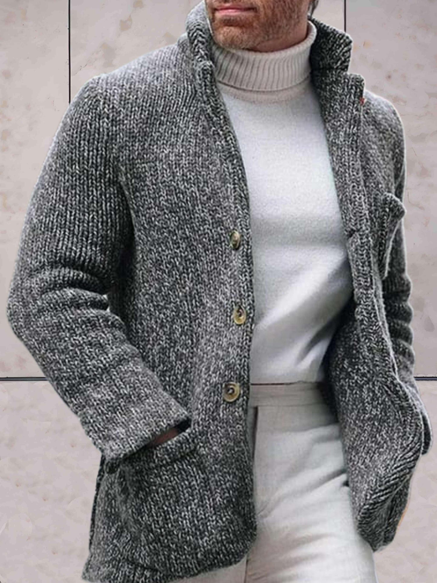 WW - Lässige Strickjacke mit hohem Ausschnitt