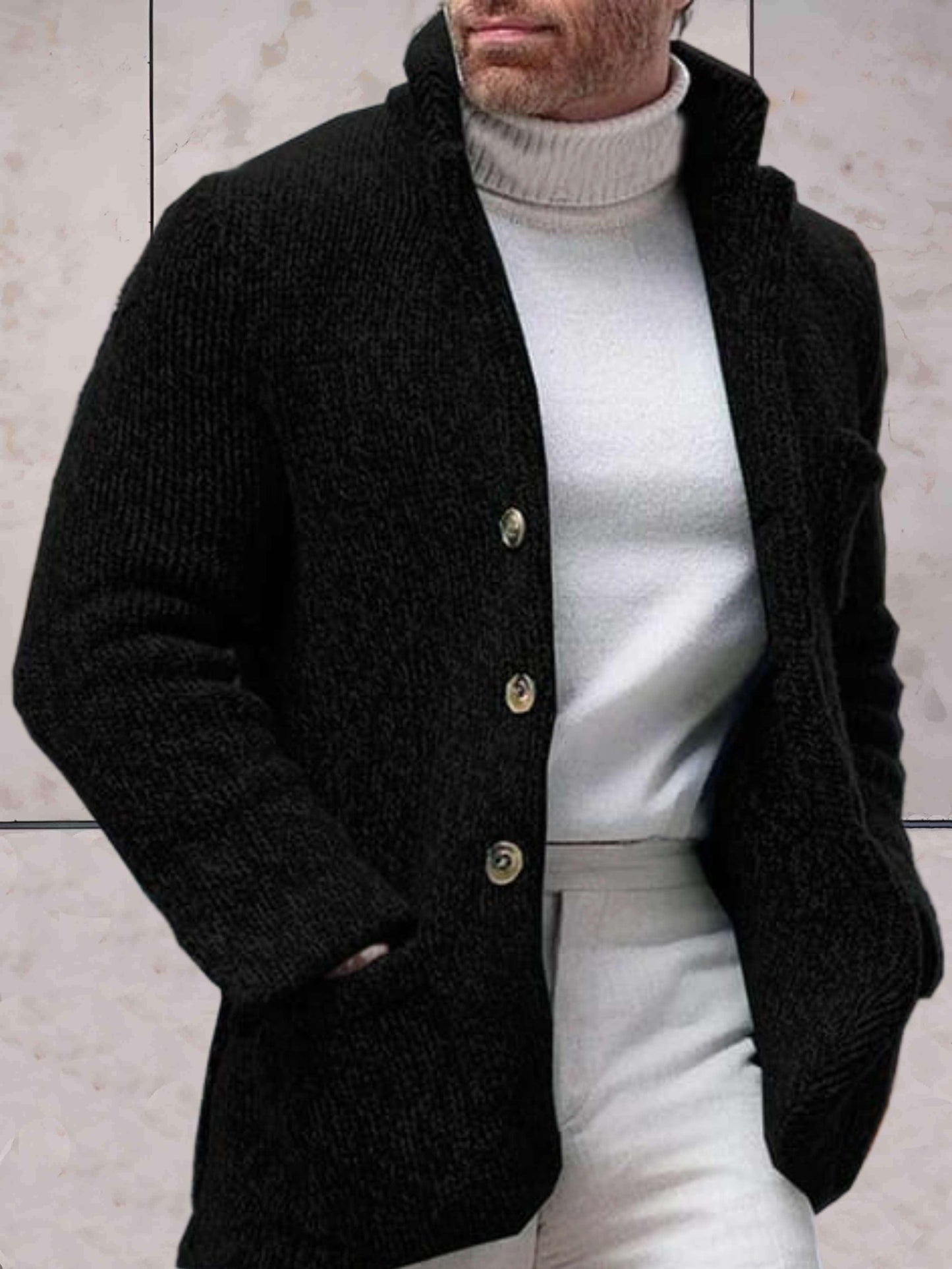 WW - Lässige Strickjacke mit hohem Ausschnitt