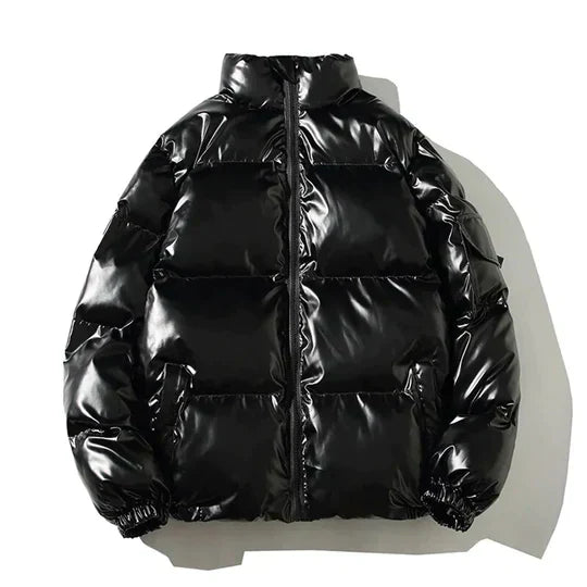 WW | Winddichte metallische Winter-Pufferjacke
