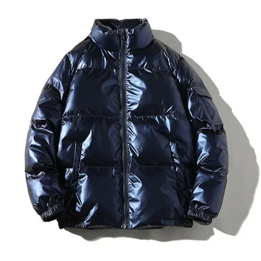 WW | Winddichte metallische Winter-Pufferjacke