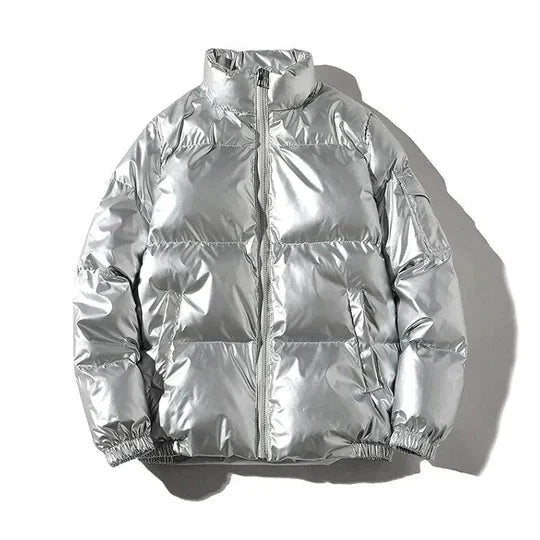 WW | Winddichte metallische Winter-Pufferjacke