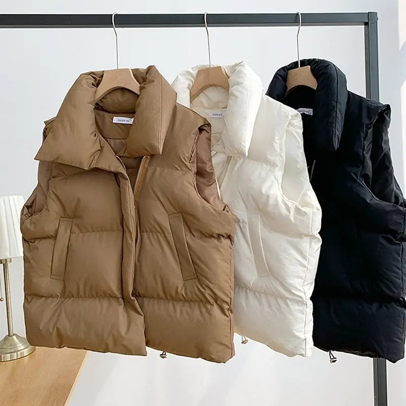 WW | Weste für Frauen - Dick gefütterte Daunenweste im lockeren Harajuku-Stil
