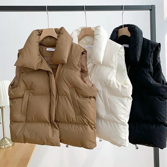 WW | Weste für Frauen - Dick gefütterte Daunenweste im lockeren Harajuku-Stil