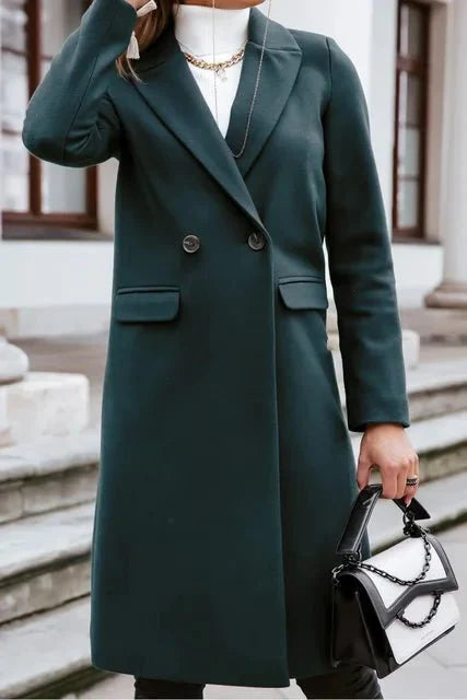 WW | Long Wool Blend Coat - Tailored Fit & Elegant - Single-Breasted - Autumn & Winter Apparel