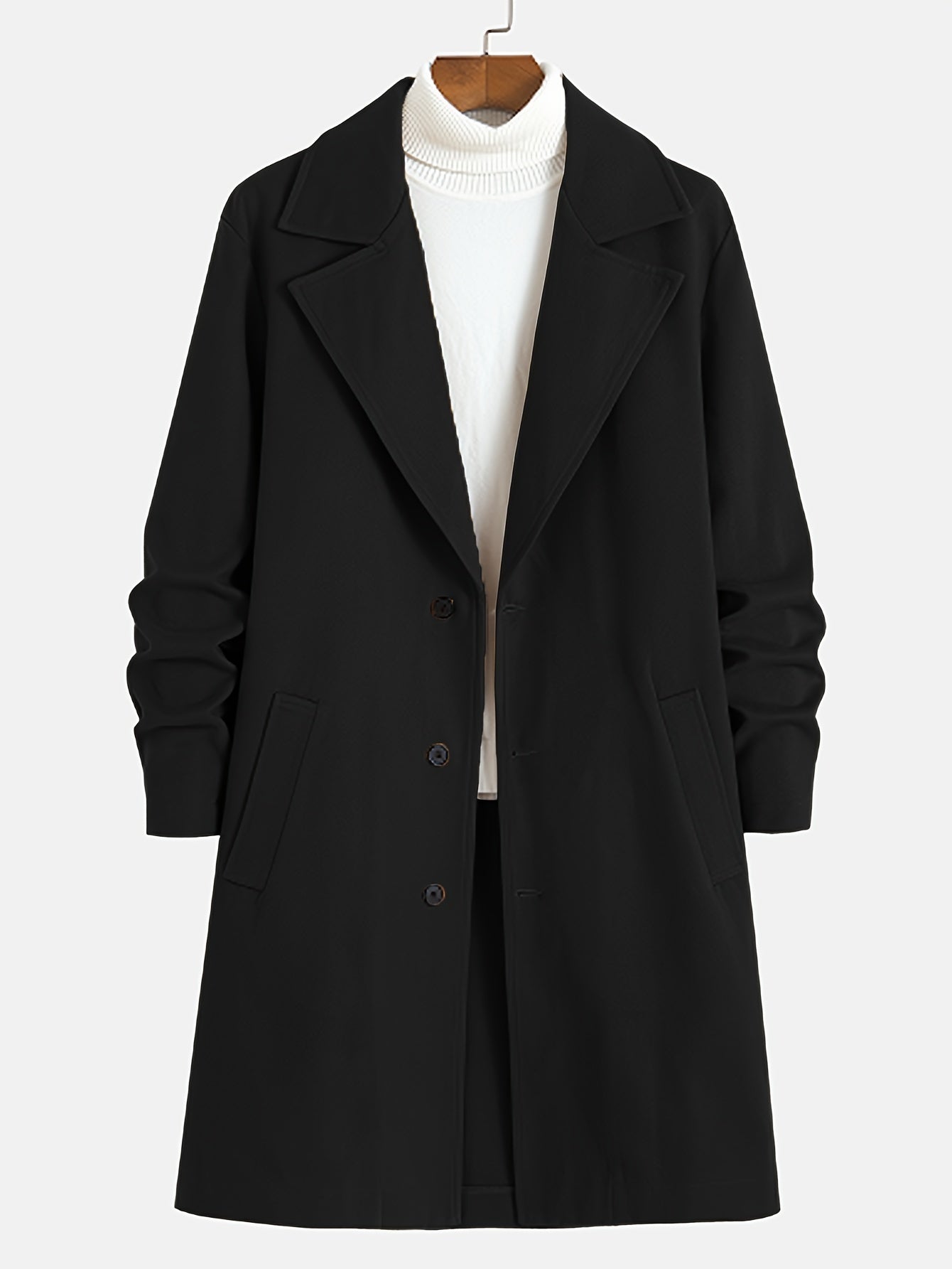 WW | Trench Coat Wool Blend Single-Breasted Wool Trench Coat