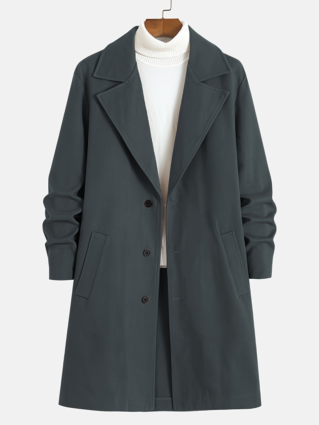 WW | Trench Coat Wool Blend Single-Breasted Wool Trench Coat