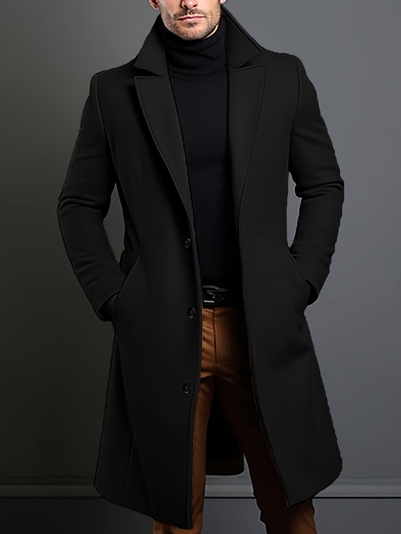 WW | Trench Coat Wool Blend Single-Breasted Wool Trench Coat