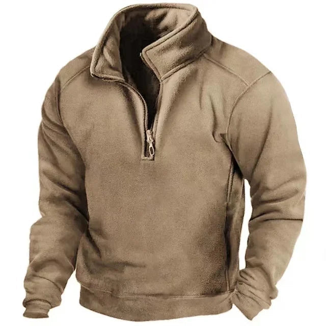 WW | Fleece-Pullover - Bequemer Halber-Zip-Pullover