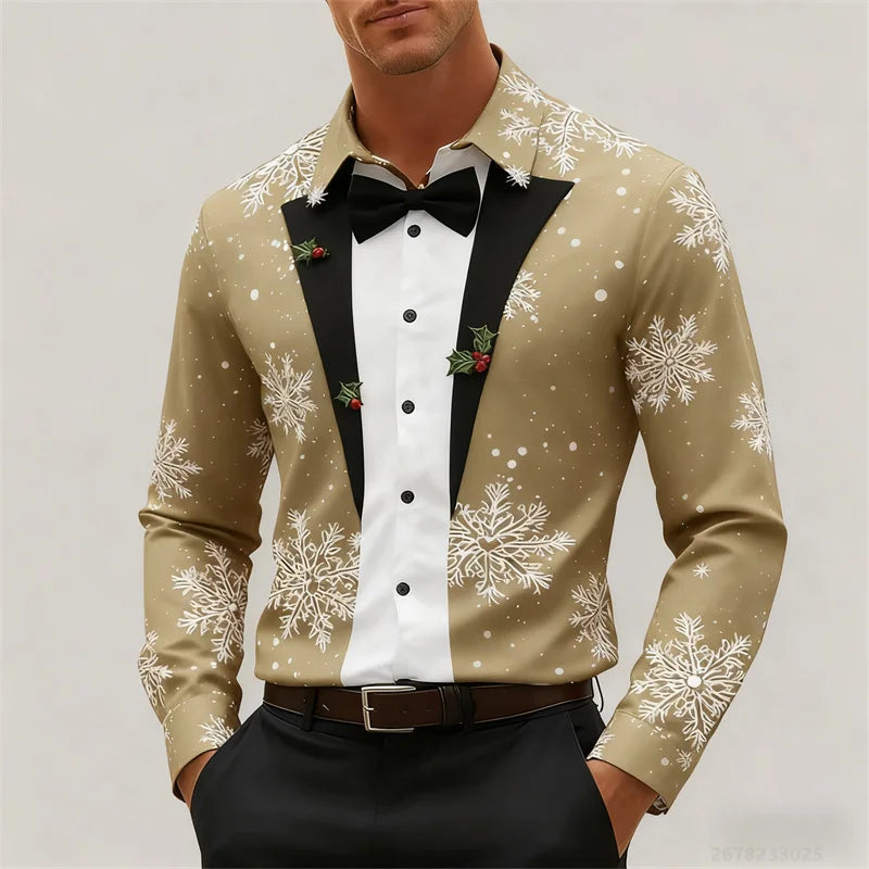 WW | Herrenhemd - Stylischer Look mit Schneeflocken & Schleifendetail