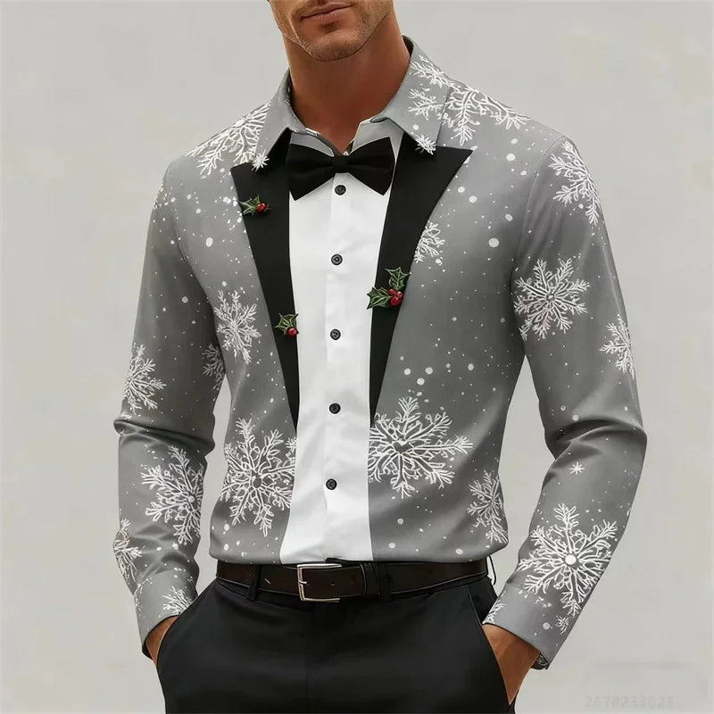 WW | Herrenhemd - Stylischer Look mit Schneeflocken & Schleifendetail