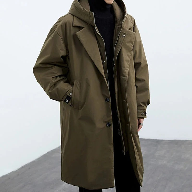 WW | Puffer-Trenchcoat mit Kapuze - Lange Wasserfeste Jacke