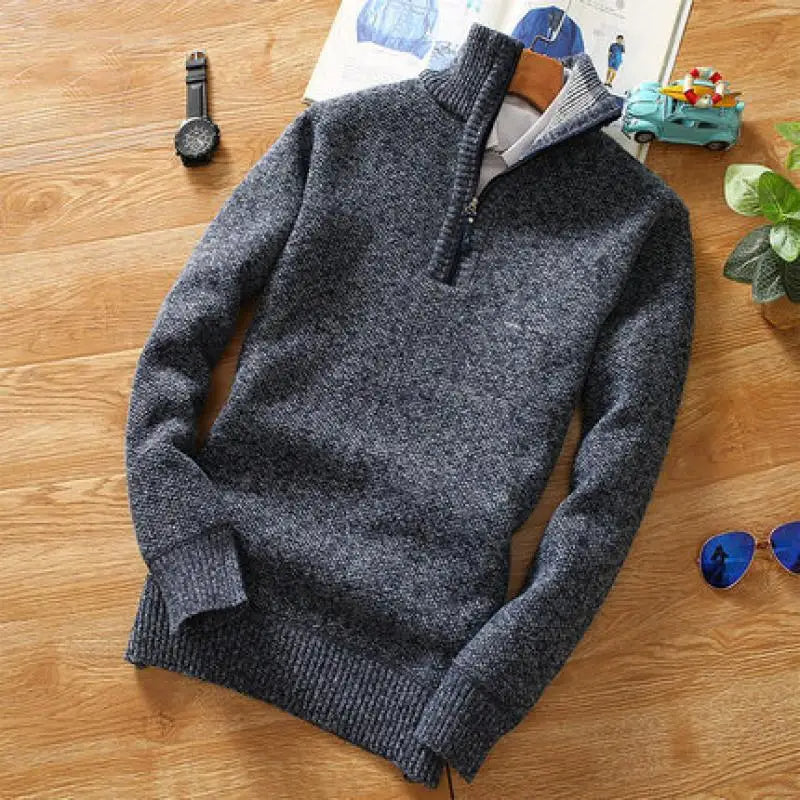 WW | Pullover - Gestrickter Halb-Reißverschluss Kragen